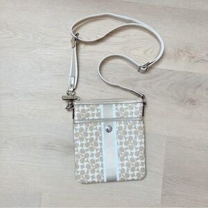 Coach Gold & White Signature Crossbody Pouch